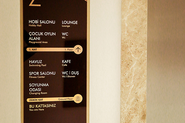 acrylic hotel floor information sign	