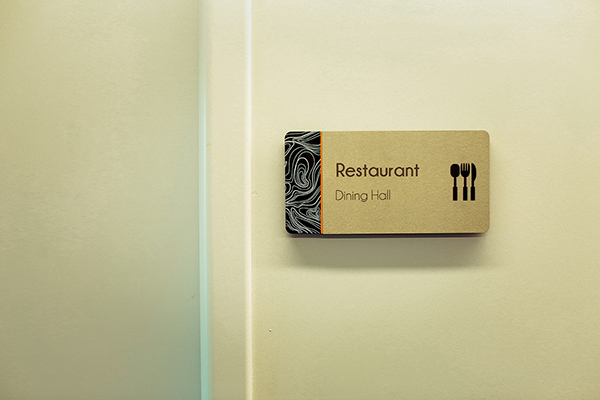 acrylic, stainless steel door signage	