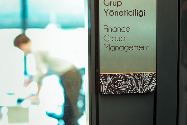 acrylic, stainless steel door signage	