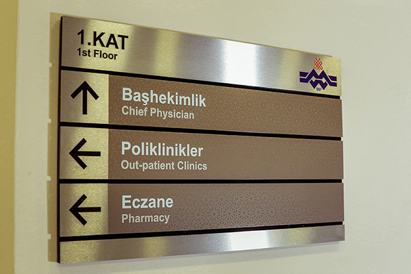 acrylic stainless steel floor directional sign	