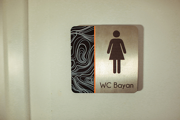 acrylic, stainless steel pictogram door signage	