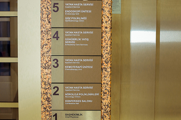 acrylic staninless steel floor information sign	