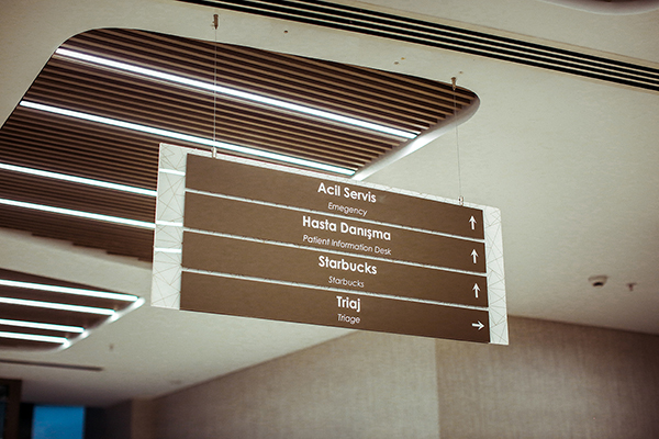 acrylic suspended floor information, directional sign