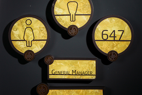 aluminum illuminated door number, pictogram sign