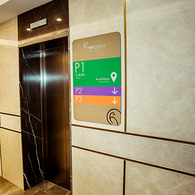 Elevator Signage - Stainless Steel Signage - Exterior Wayfinding