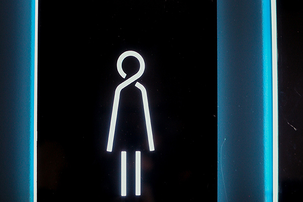 illuminated, stainless steel pictogram sign	