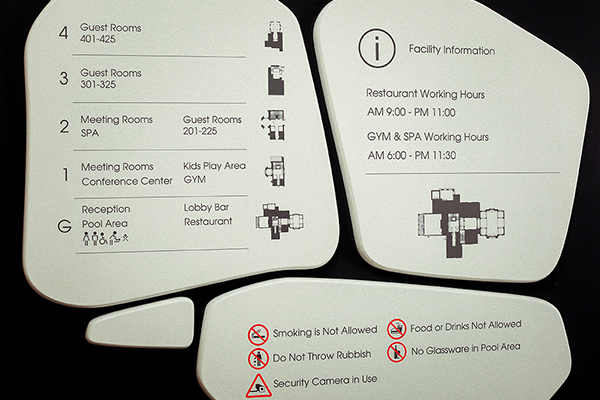 Painted Wood Interior Signage, Floor Information Sign