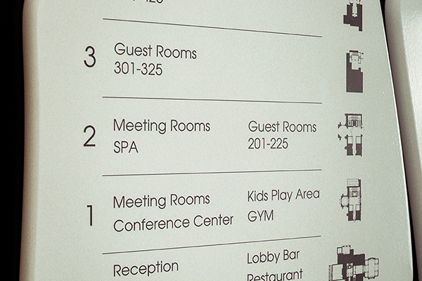 Painted Wood Interior Signage, Floor Information Sign