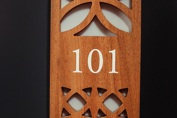 wooden acrylic door number sign